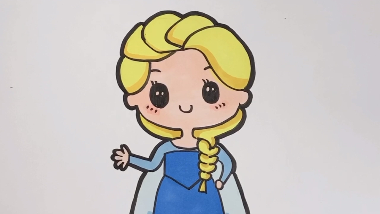 冰雪奇缘艾莎公主简笔画步骤