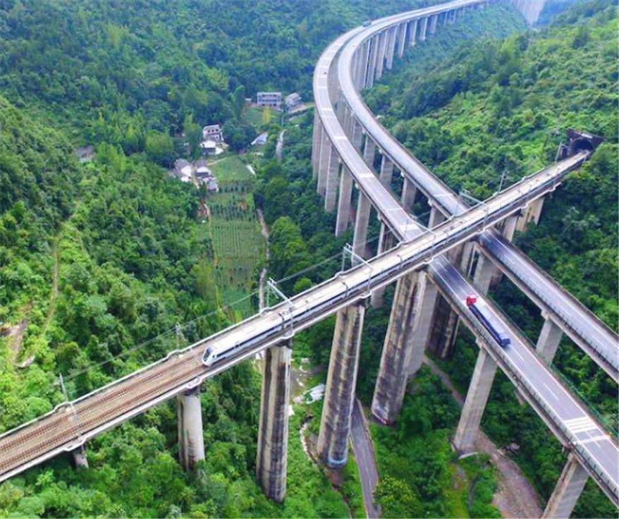 中国最牛铁路,很多桥梁桥墩超过80层楼高,全程感觉在空中飞翔!