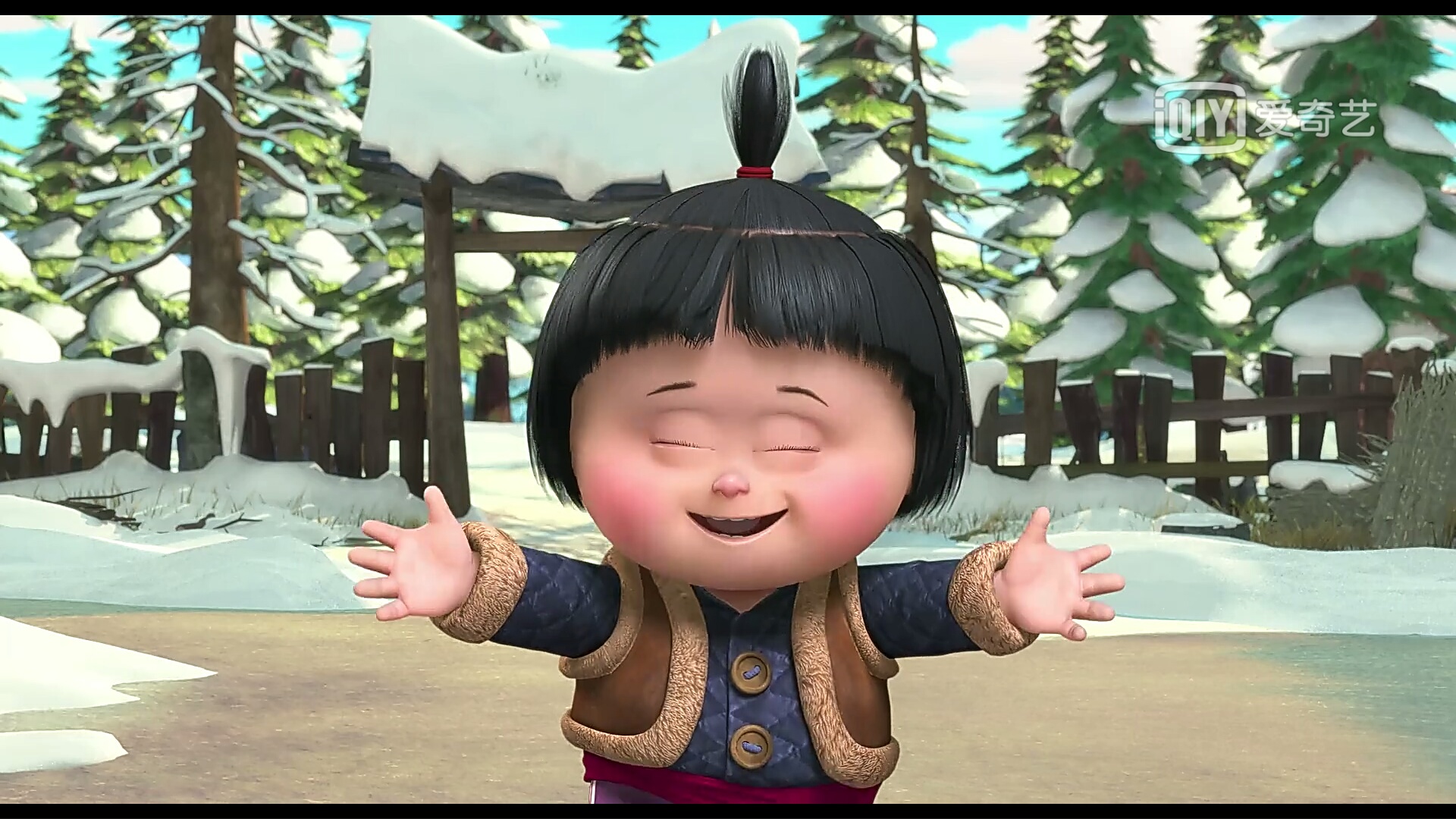 熊出没中"傻白甜"式的笑容,团子很滑稽,赵琳的笑有点假!