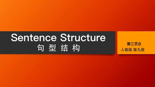 [图]破解英语句子结构，秒杀英语阅读完型 人教版 第九册P3 句子结构B