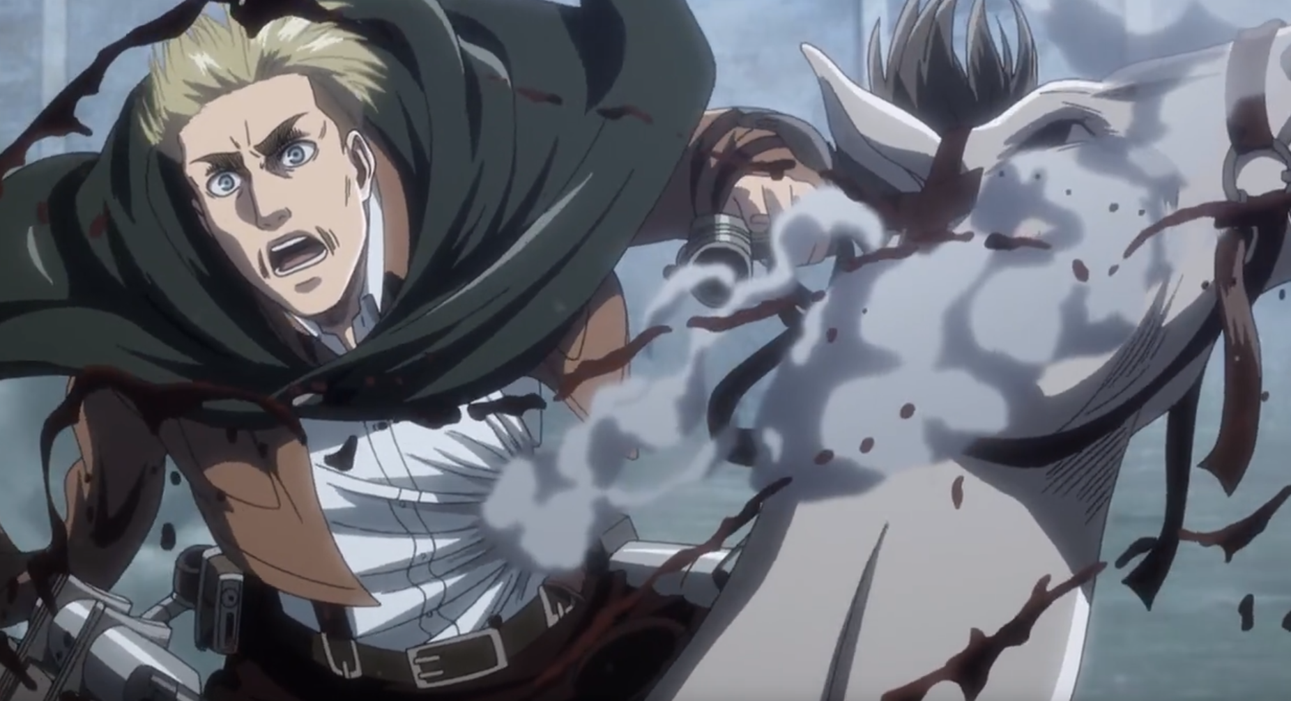 进击的巨人:兽巨扔石头团长被秒,艾伦被一脚踢飞,兵长逆境突袭