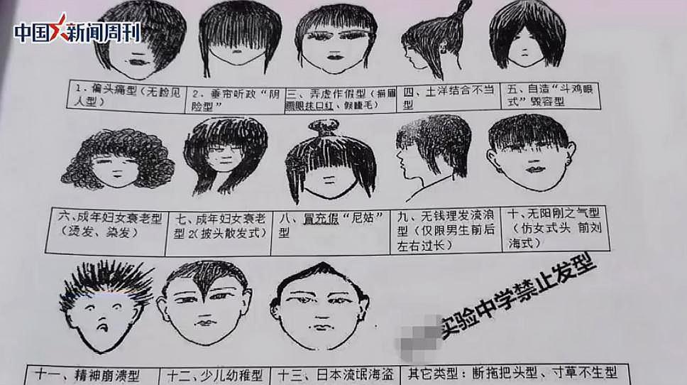 四川一中学发布学生禁止发型,发型的名称满满的江湖范儿