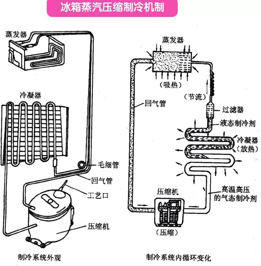 冰箱原理示意图图片