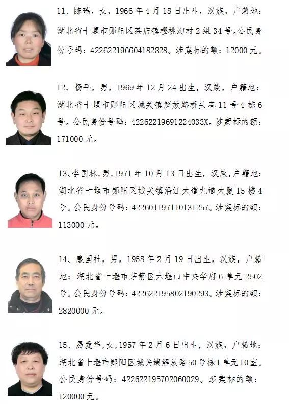 郧阳区法院曝光一批失信被执行人