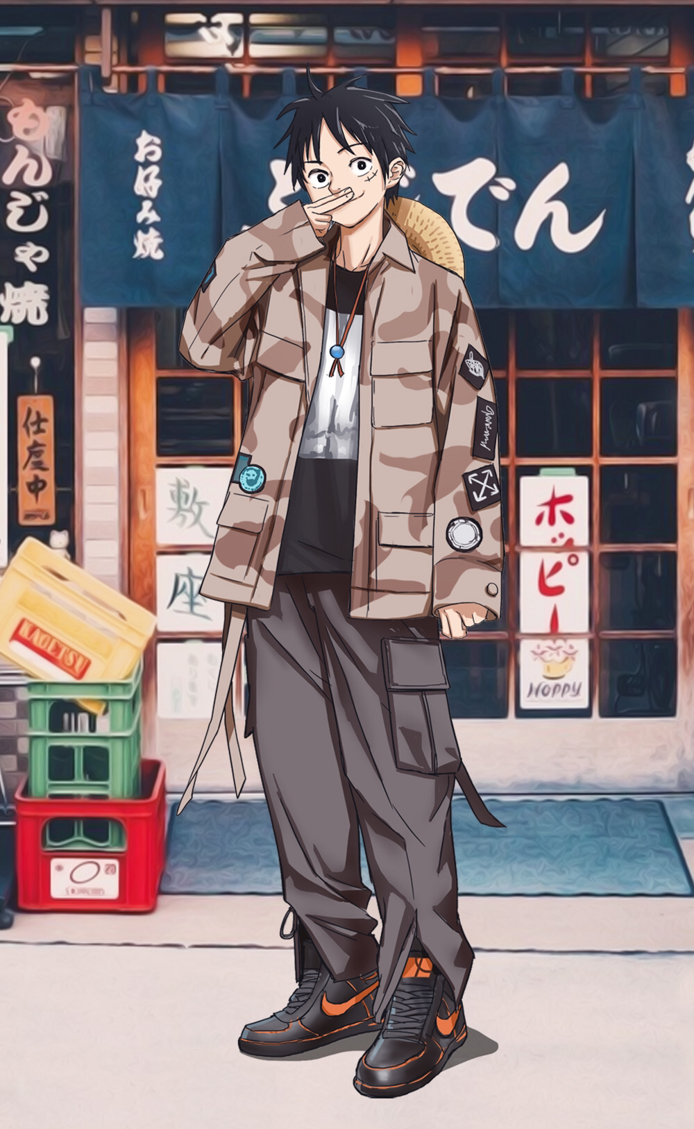 路飞穿潮流装没一点不自然呀!真的好帅!