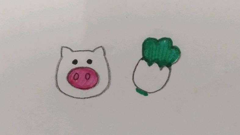 小猪爱吃大白菜 可爱卡通儿童筒笔画教程 小朋友学习简单绘画