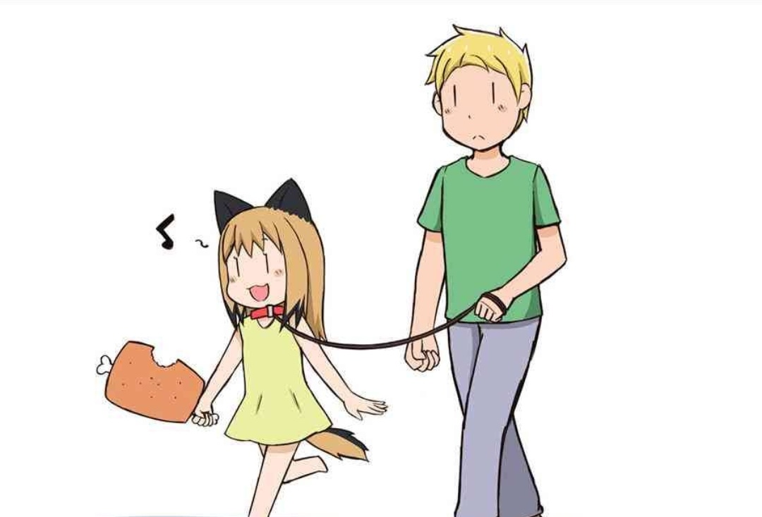 漫画:男子牵着狗出去溜,回去时牵的却变成小女孩,是赚还是亏?