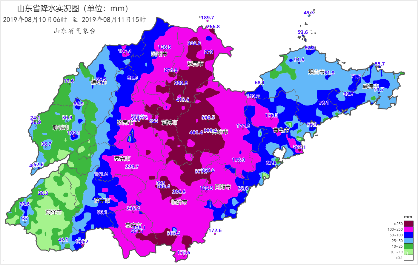 33个小时降水590.5mm 山东昌乐县城南累计降雨量维持全省最高