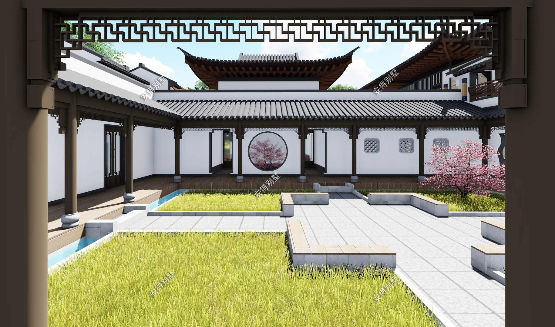 如今自建民宿流行中式合院,建筑与美景相融合,大小