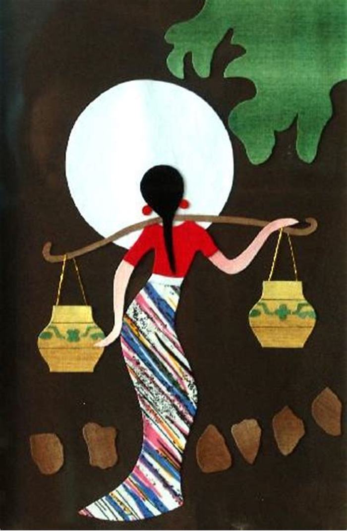 阳新布贴画,一朵来自于民间朴素的山茶花