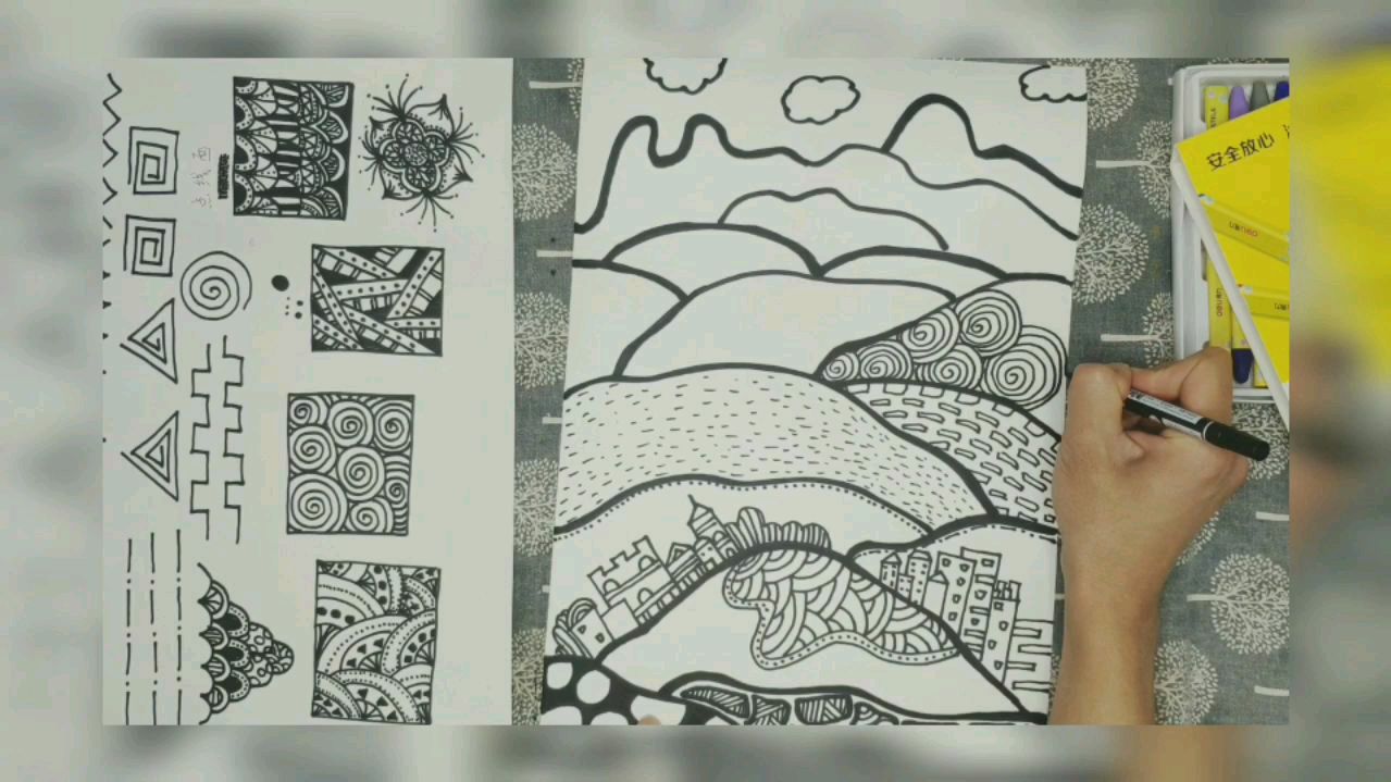 创意线描画课件教程,点线面的组合装饰!