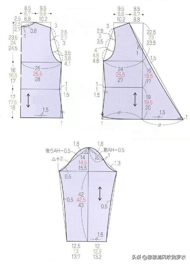 两穿斜襟开衫裁剪图纸参考