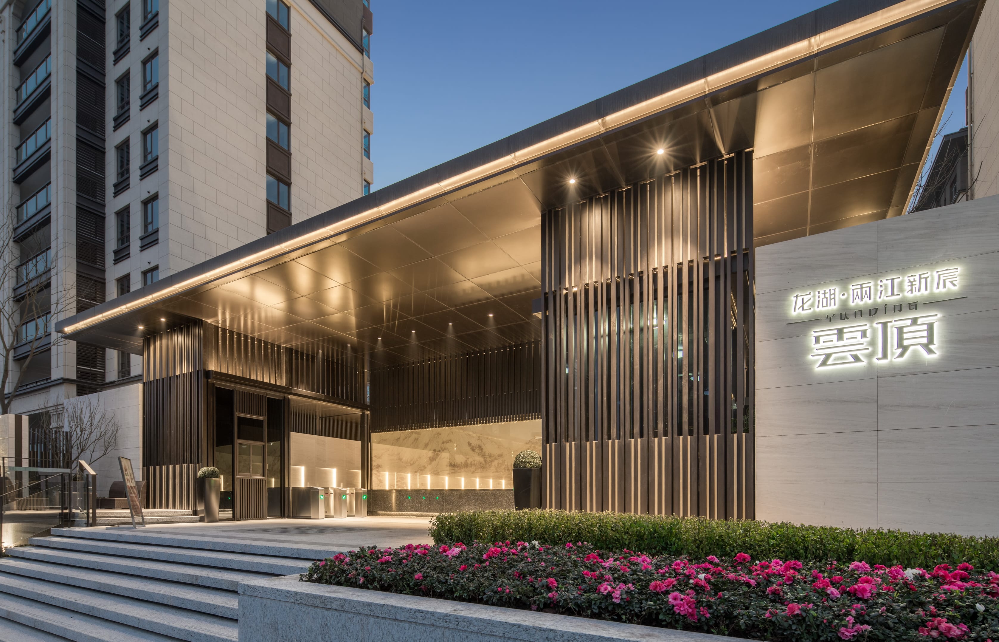 小区夜景,楼盘夜景灯光,住宅灯光设计