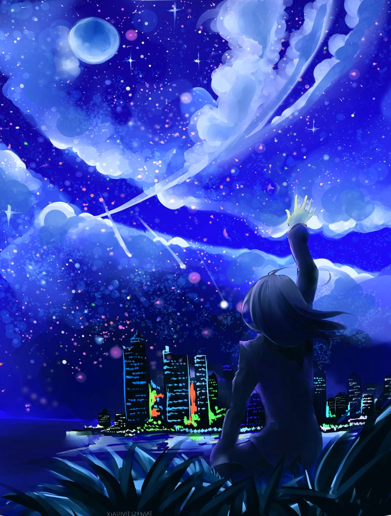 动漫图片分享:请欣赏那些月光下的少女!