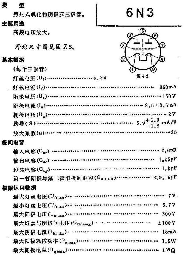 6ac7电子管参数图片