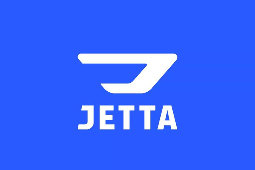 捷达品牌的全新标识中,取自"jetta"首字母"j"与大众经典"v"型框架构成