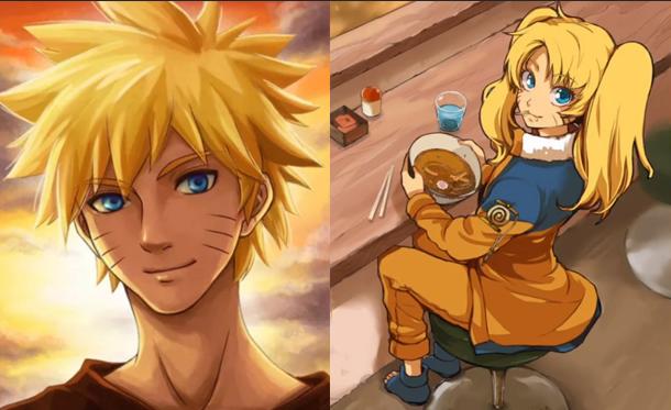 当火影中的男神变成女孩子,看到鸣人时我恋爱了!