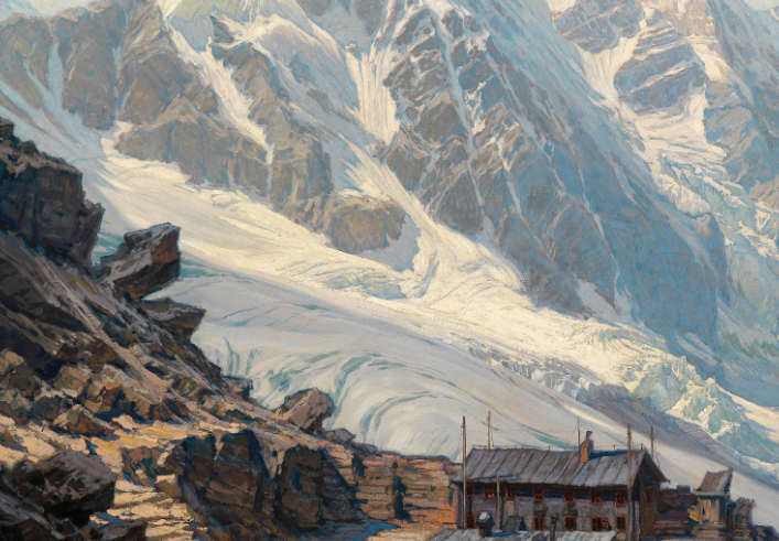 油画:一组雪山油画合集分享,白茫茫一片,异常美丽.