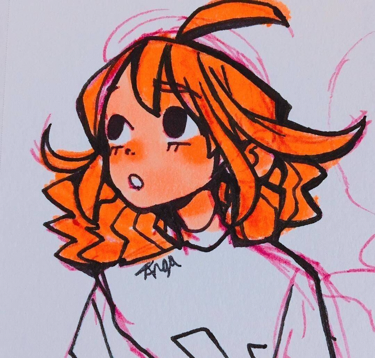 马克笔手绘,超有创意的卡通女孩凌乱画,画风超棒,时尚潮流的女孩