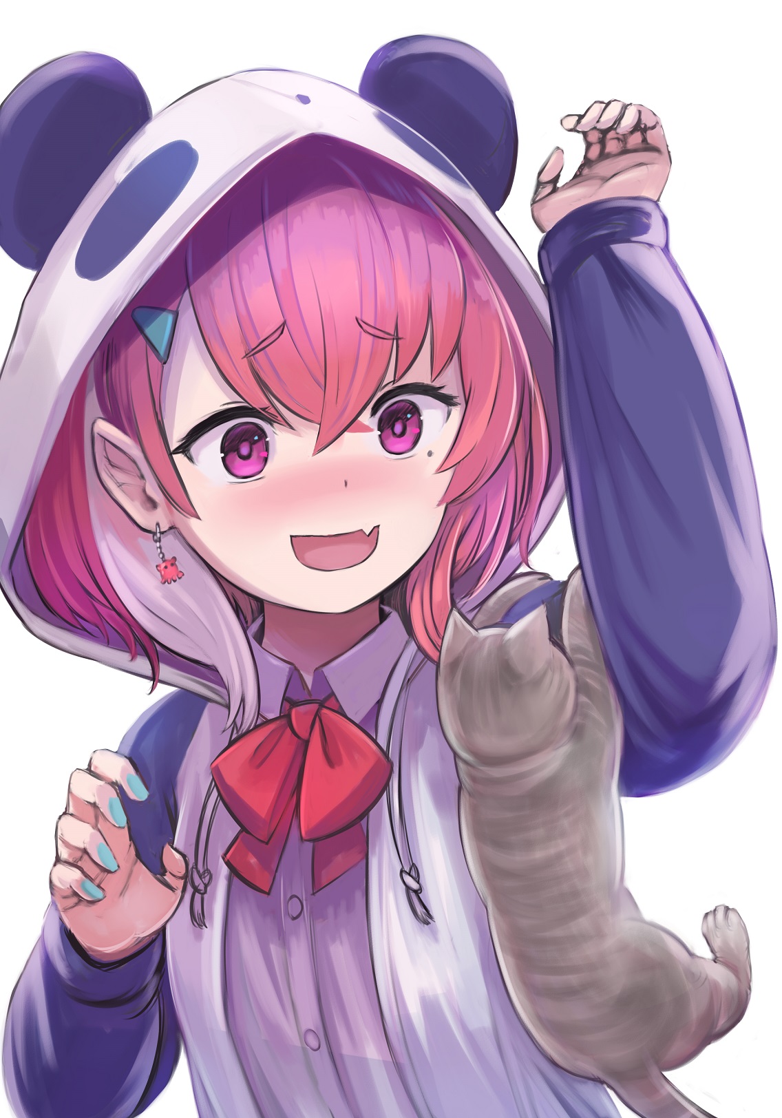 精选日系风二次元漫画师纯手绘戴熊猫头套萌妹子的手机壁纸