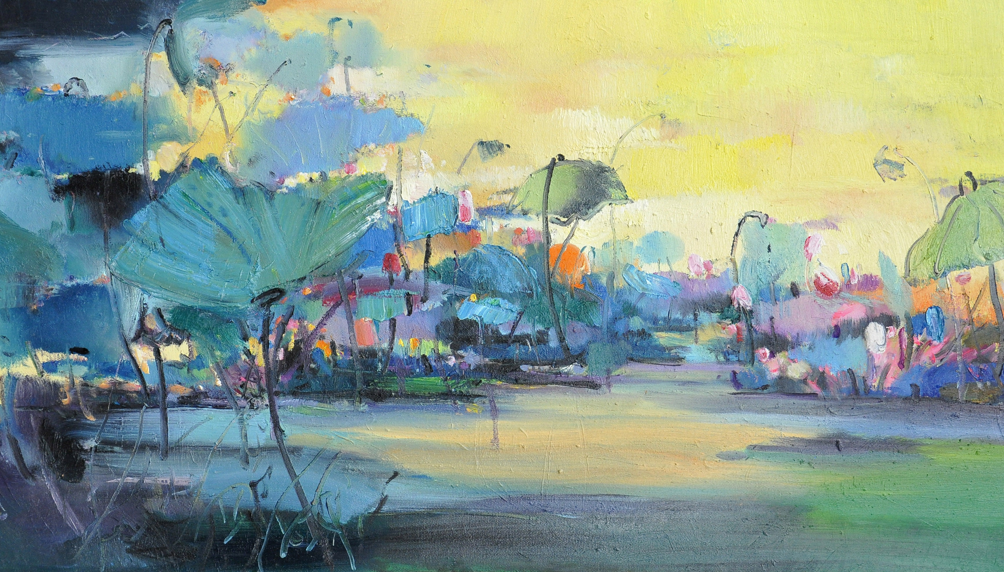 韵味十足的油画荷花欣赏