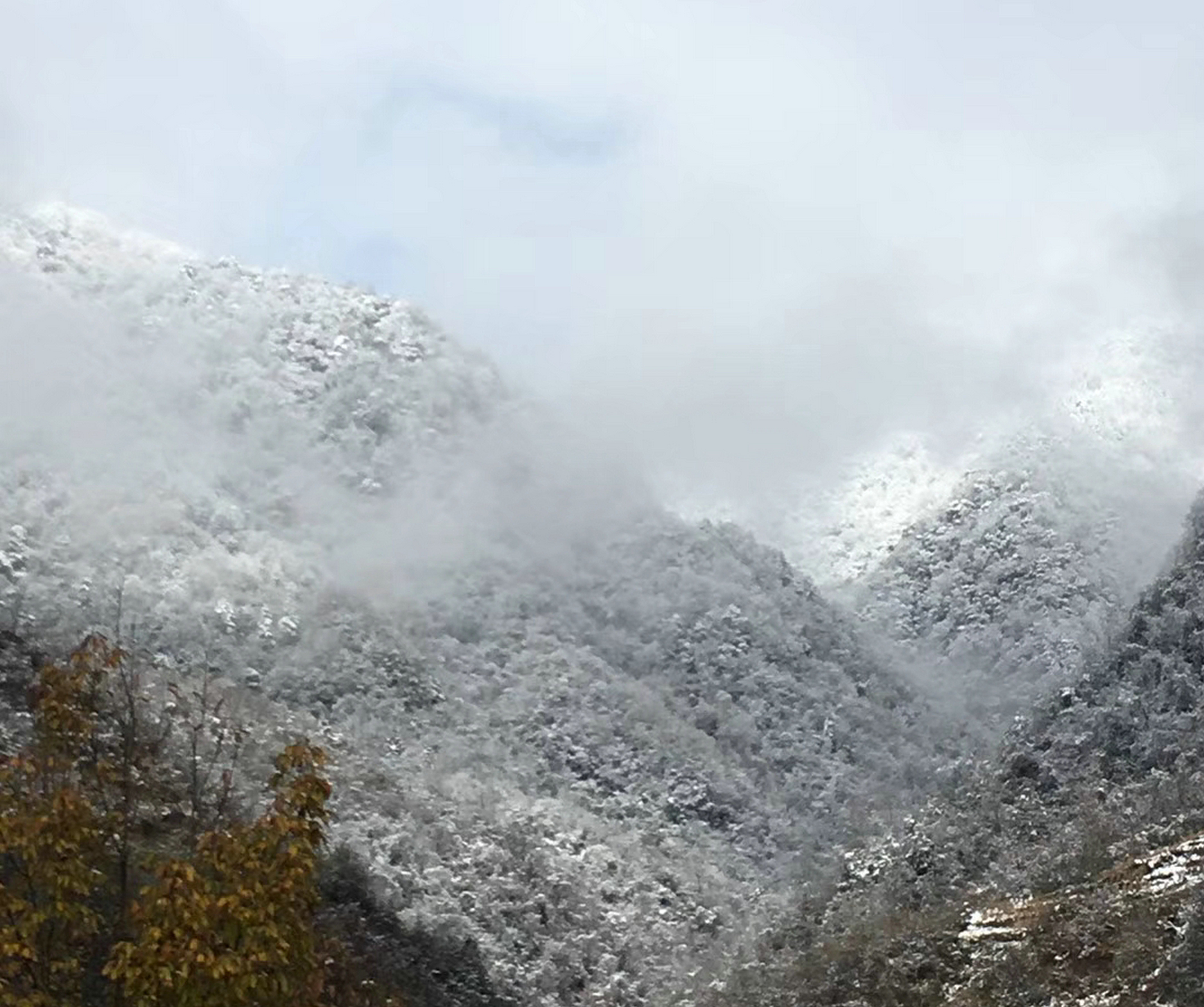 永春雪山岩下雪图片