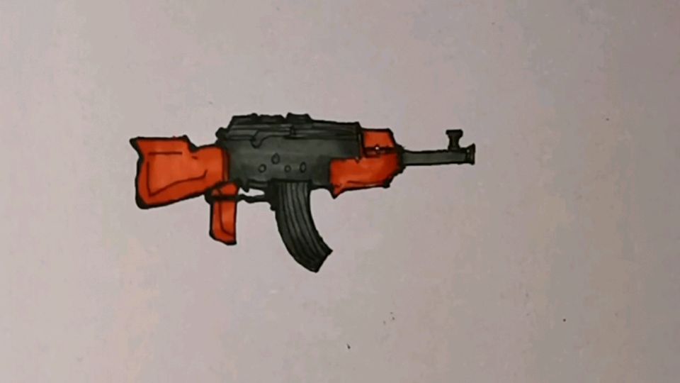 趣味简笔画之AK47,吃鸡神器