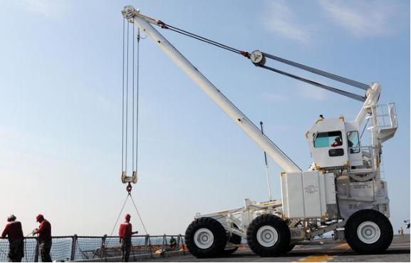 美国航母上的吊车有啥用?不可多得的设备,揭秘移动式吊车的作用