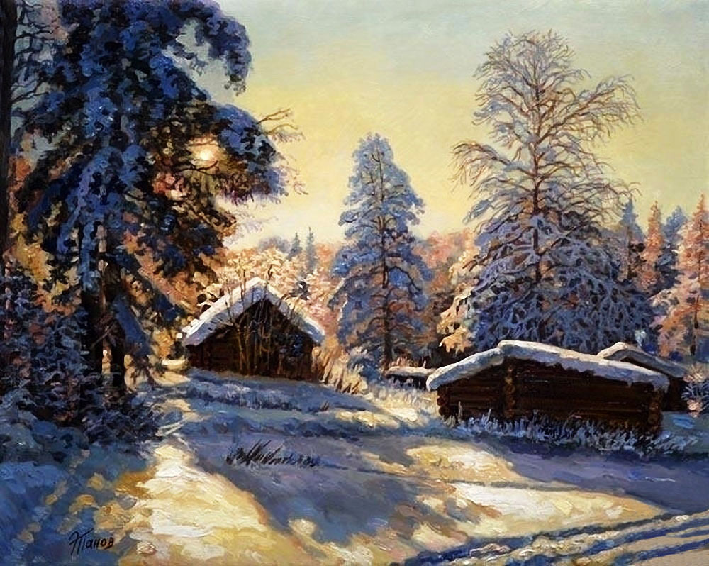 冬季森林-艺术家edward porfirievich panov作品