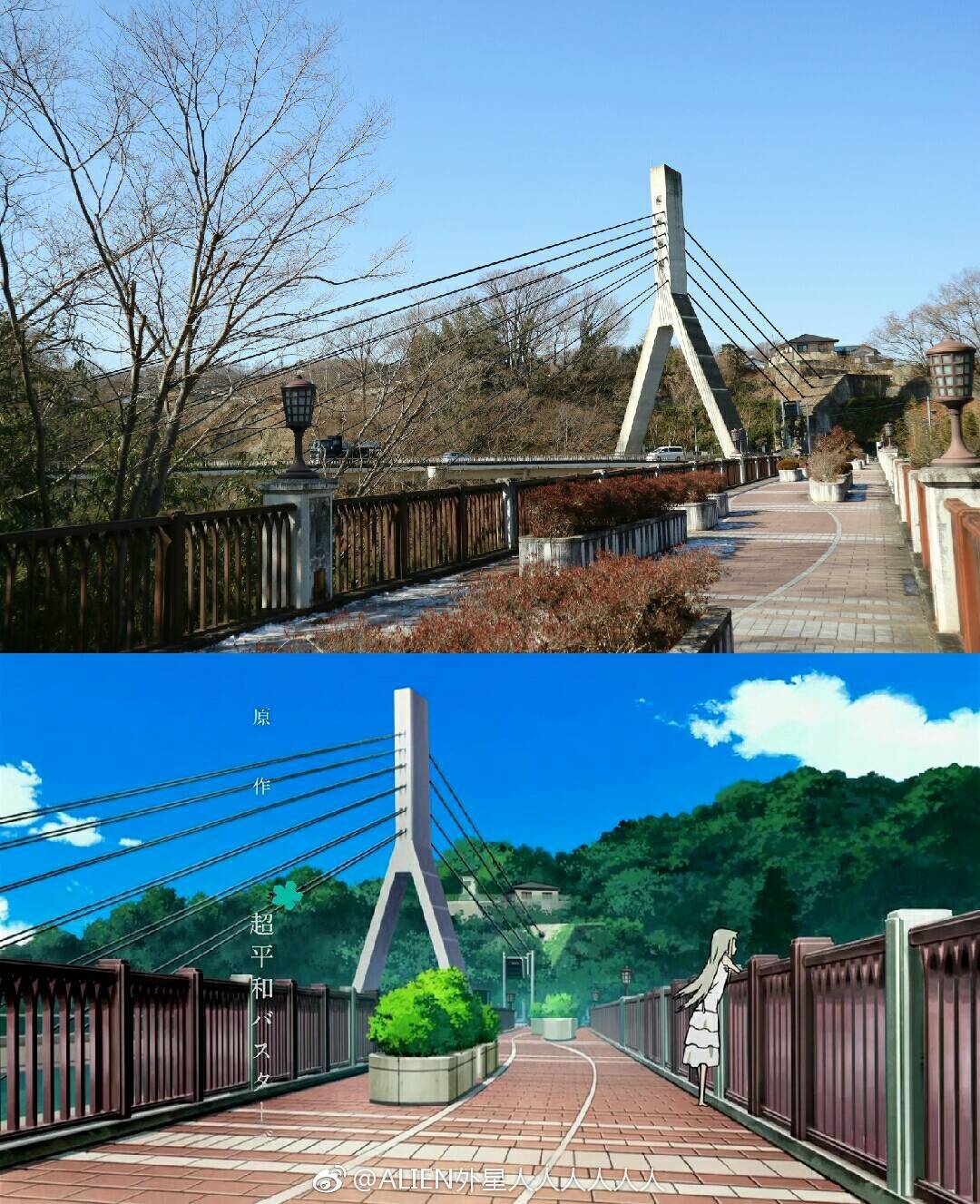 未闻花名取景地与动漫对比照,宁静的小村庄依然很美