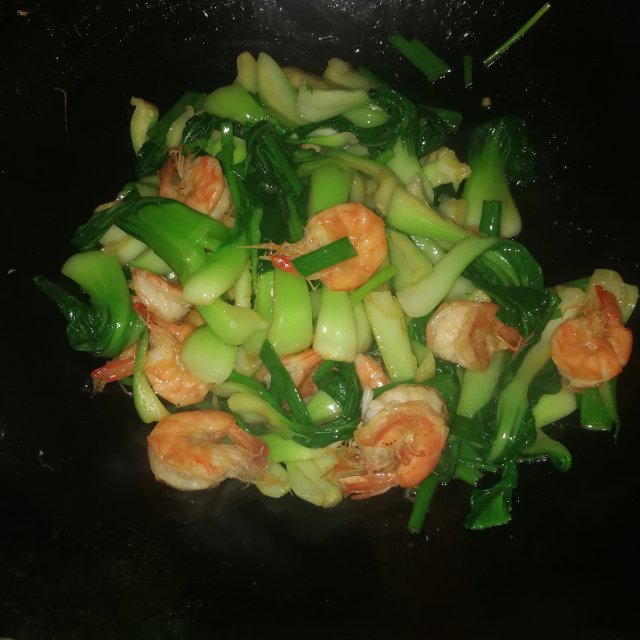 虾炒上海青,快手家常菜