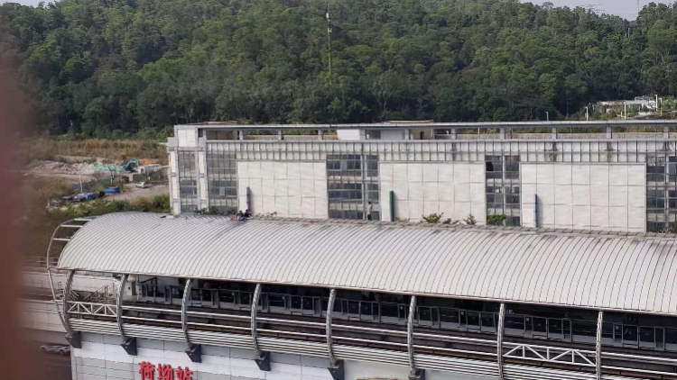 男子爬上深圳地铁3号线荷坳站顶棚4小时未下来,消防铺好气垫等