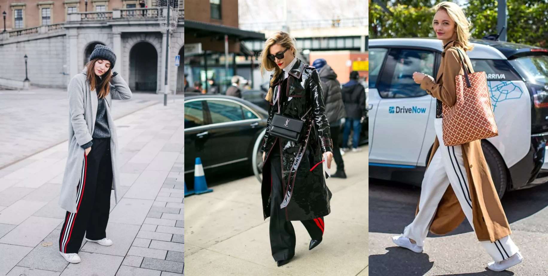 充满青春活力的运动裤,搭配上大衣居然可以这么帅