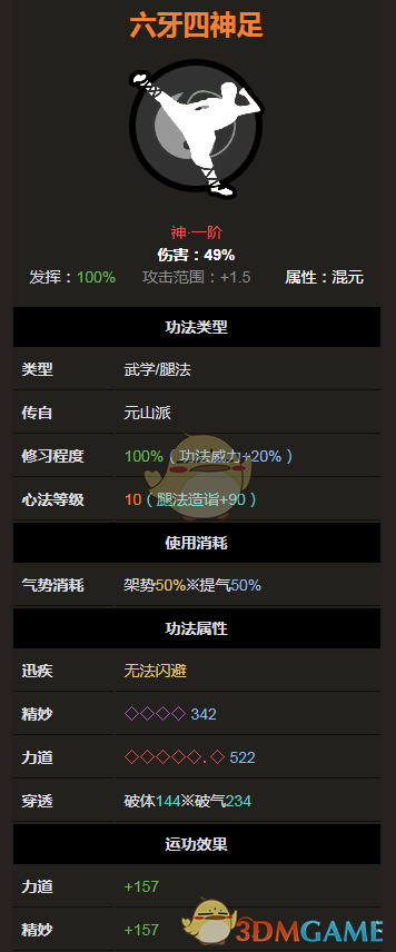 《太吾绘卷》元山派腿法-六牙四神足