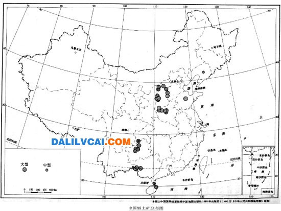 中國鋁土礦儲量分佈圖及主要產地產能