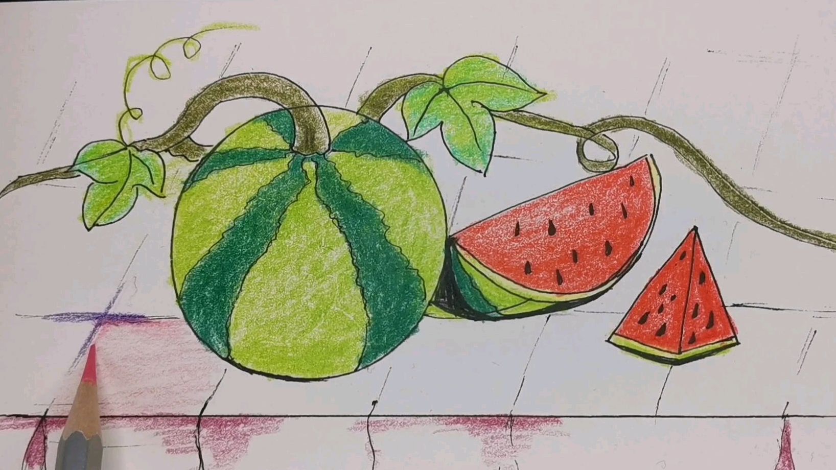 简笔画——桌子上的西瓜