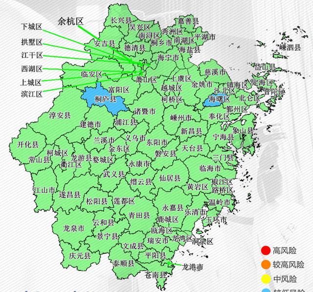 溫州所有縣(市,區)疫情圖轉為綠色