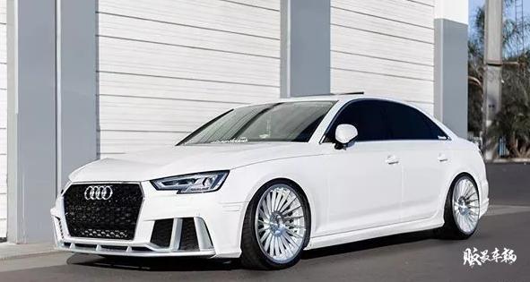 奥迪a4改装气动避震,素白车身挺高贵的