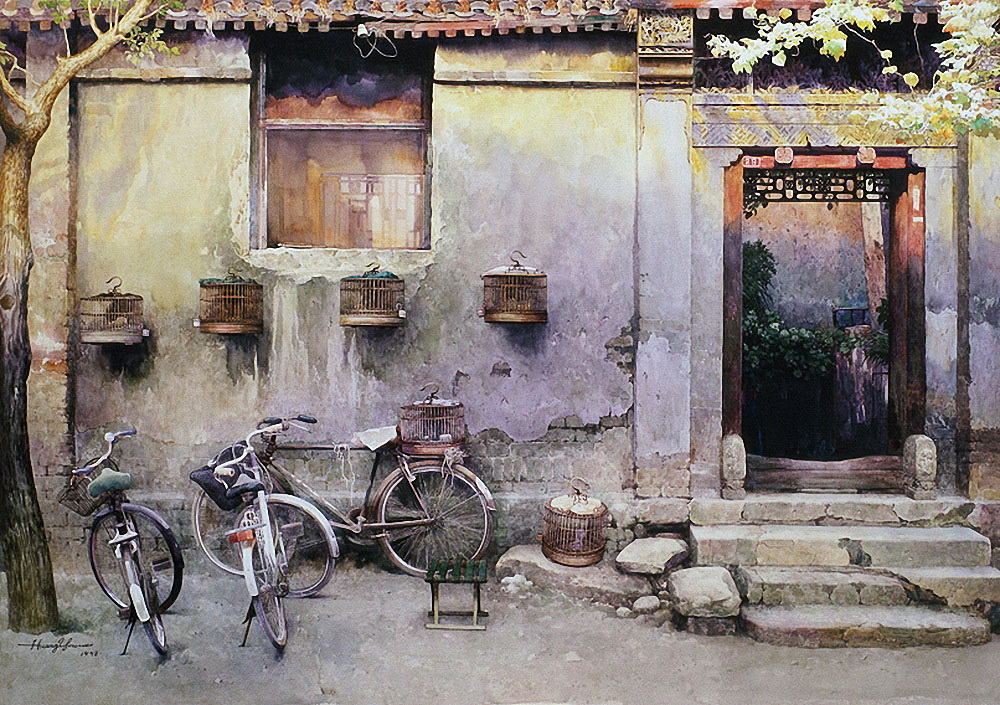 水彩画:中国画家黄有维笔下的老北京,太美了