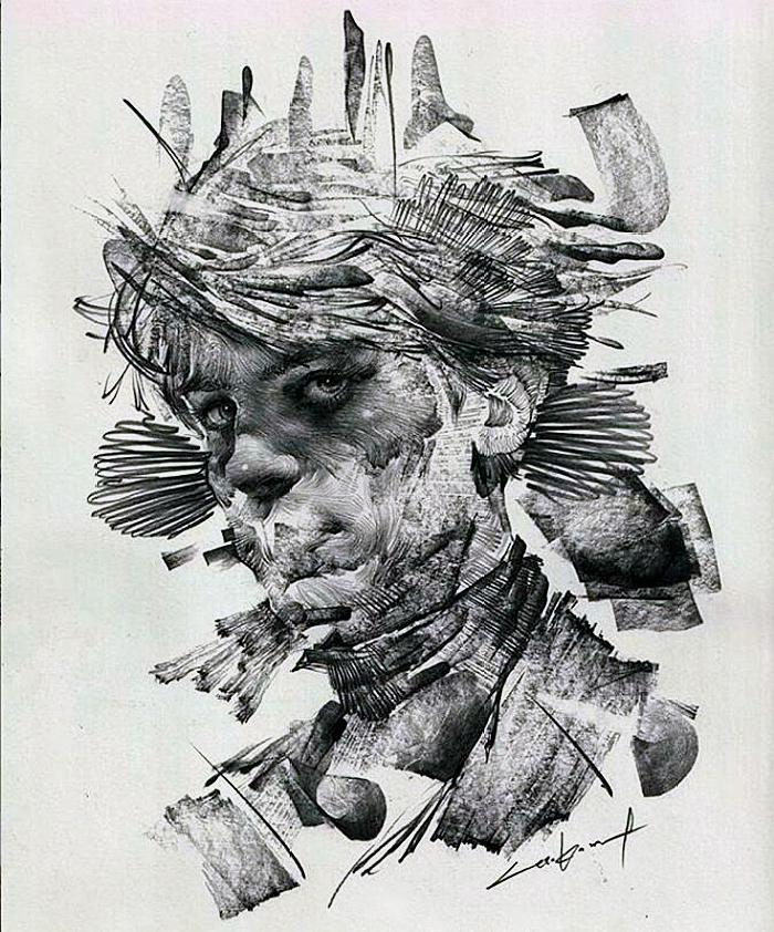 充满力量感的人像铅笔画素描艺术 素描还可以画真漂亮