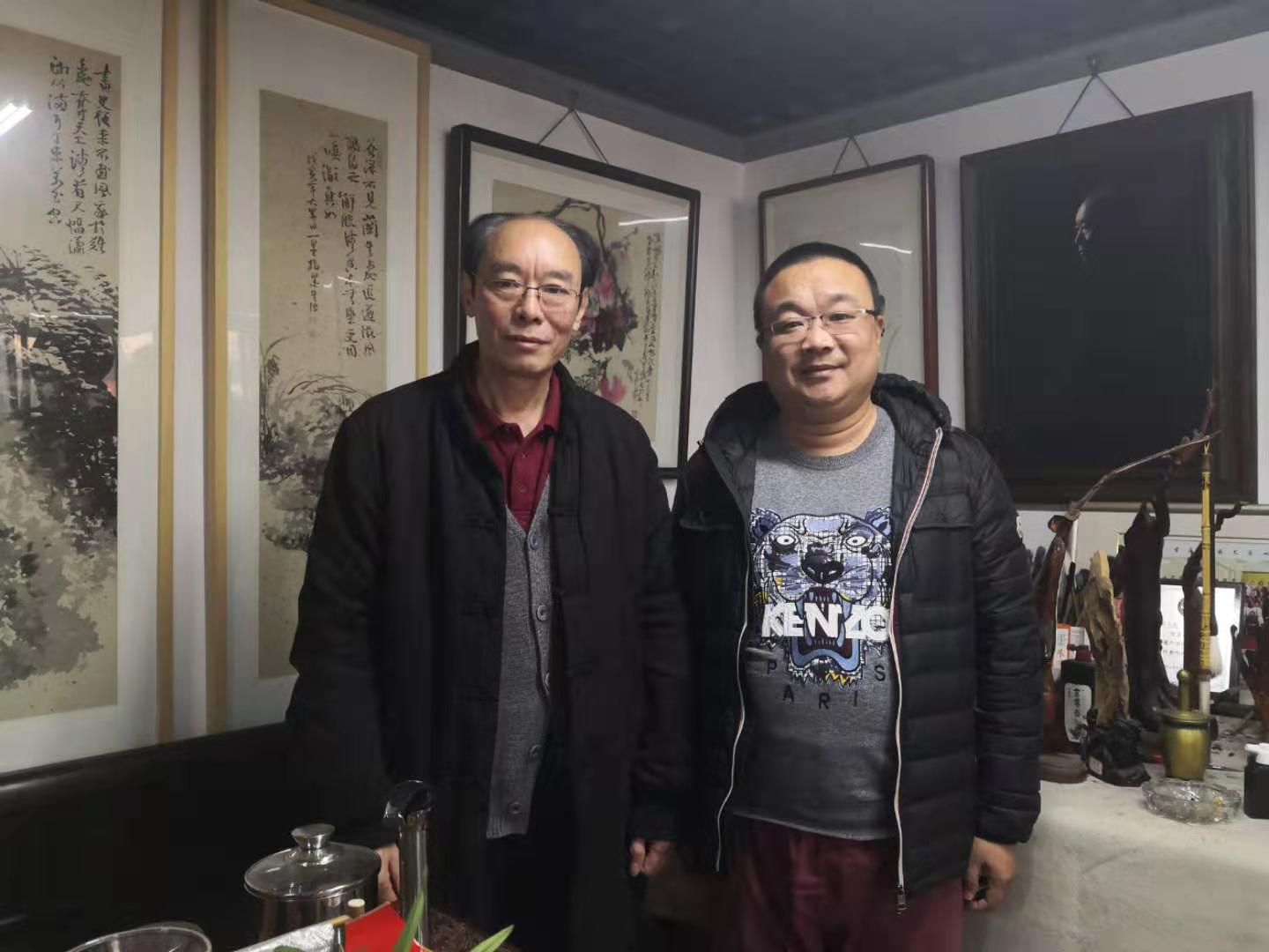 辽宁白山黑水文化艺术研究院拜会吉墨斋彭长贵大师