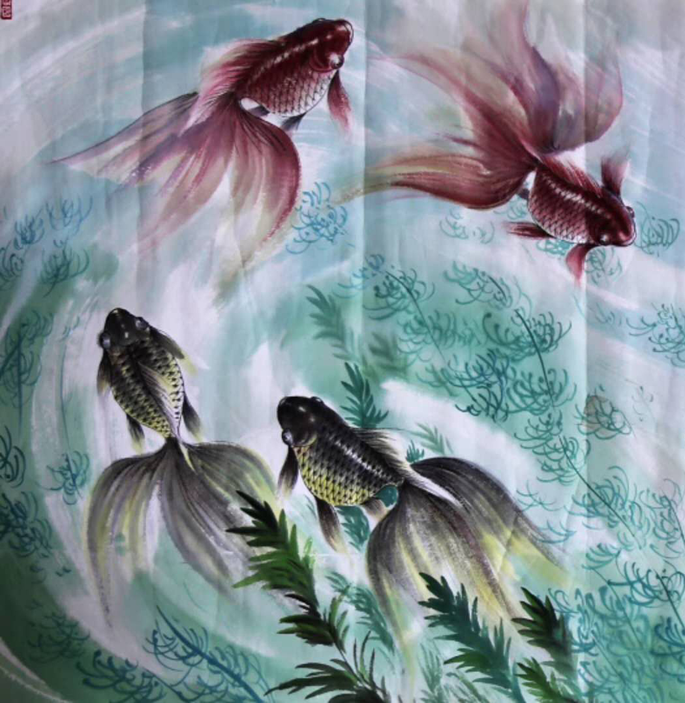 花鸟画,金鱼荷花图 图1-6花鸟画:中朝友谊画廊.