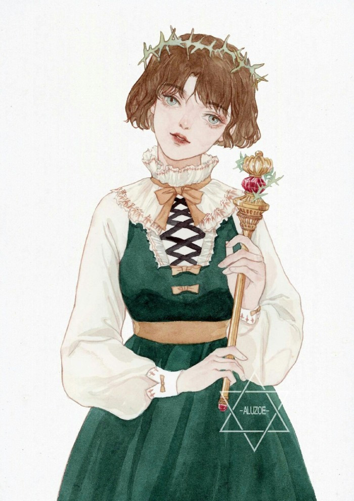 人物手绘,一组古典少女风的插画作品,画风很独特,棒极了!