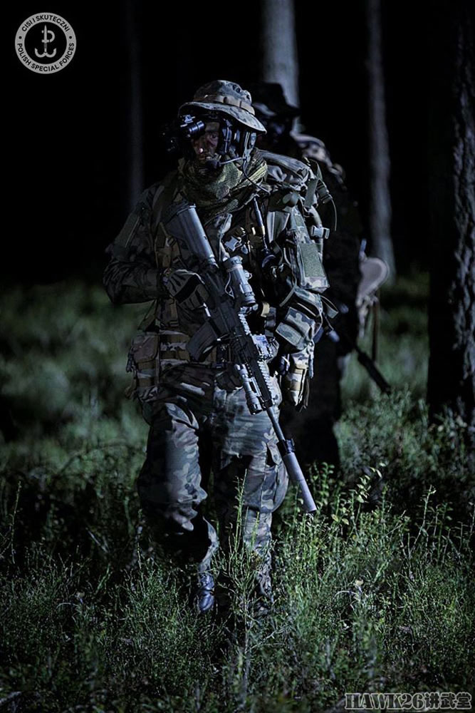 波兰jwk特种部队官方宣传照 配备特殊夜视仪 进行夜间作战训练