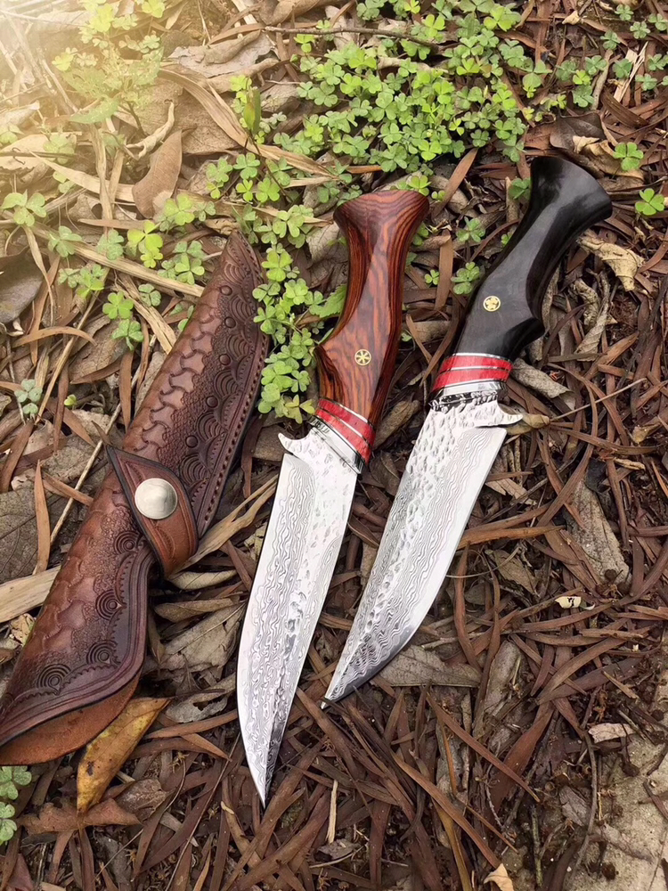 新款:大马士革猎刀-羽总长:27cm,刃长:14cm,柄长:13cm,刃宽:4cm,刃