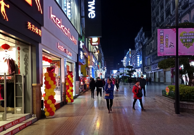 河池市金城江白马街,夜色下灯光闪耀,尽显繁华魅力