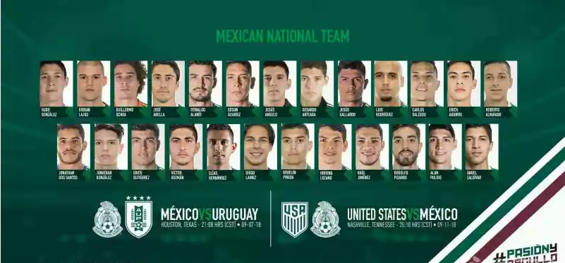 墨西哥国家队公布最新一期大名单