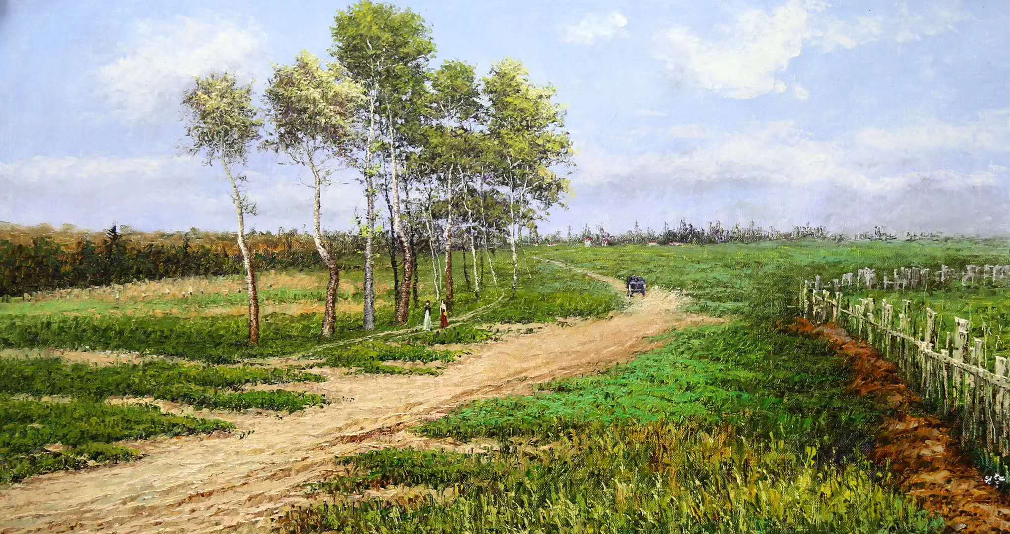 油画风景,翠湖绿影