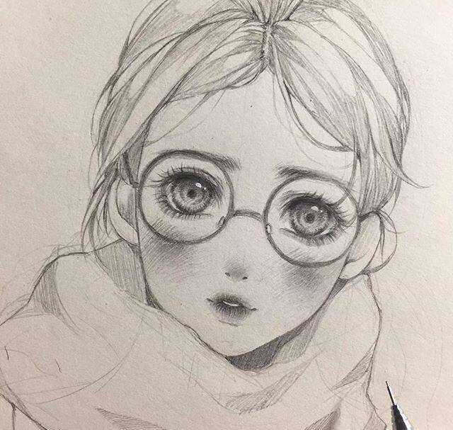 铅笔稿,漂亮的女生,五官特写,眼睛画的超传神