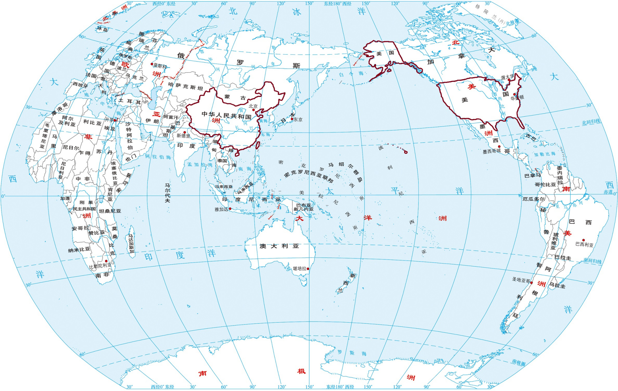 美国纬度位置图片